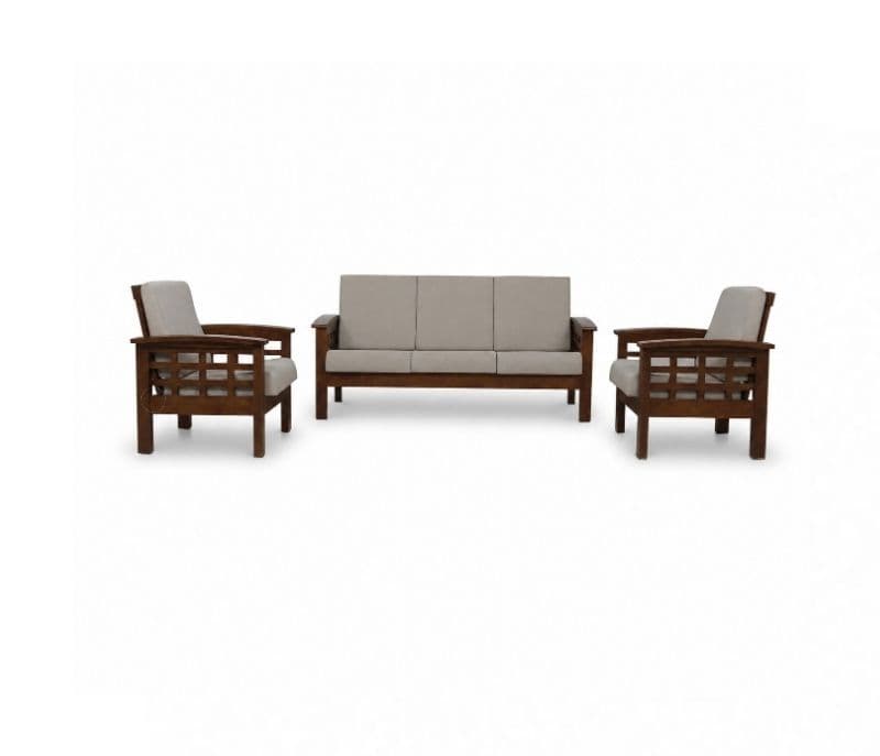 Image 2 for Checked Sofa 3+1+1 Seater Solid Rubber Wood (ZAM) (OWD)
