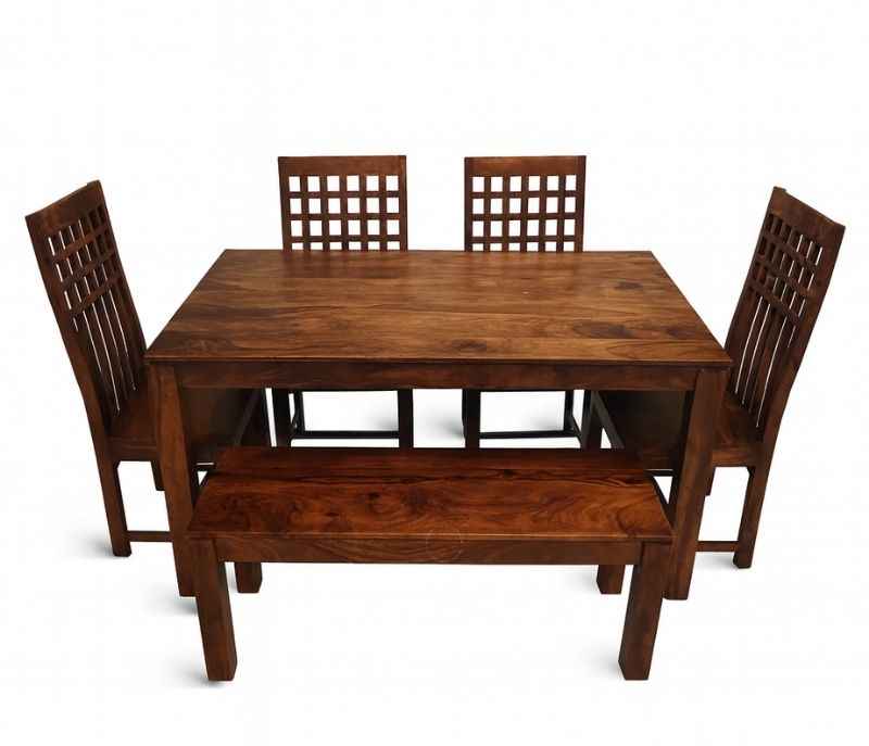 Image 3 for BG-W-48/W-62 Dining Set 1+4 Chair + Bench (BSK)