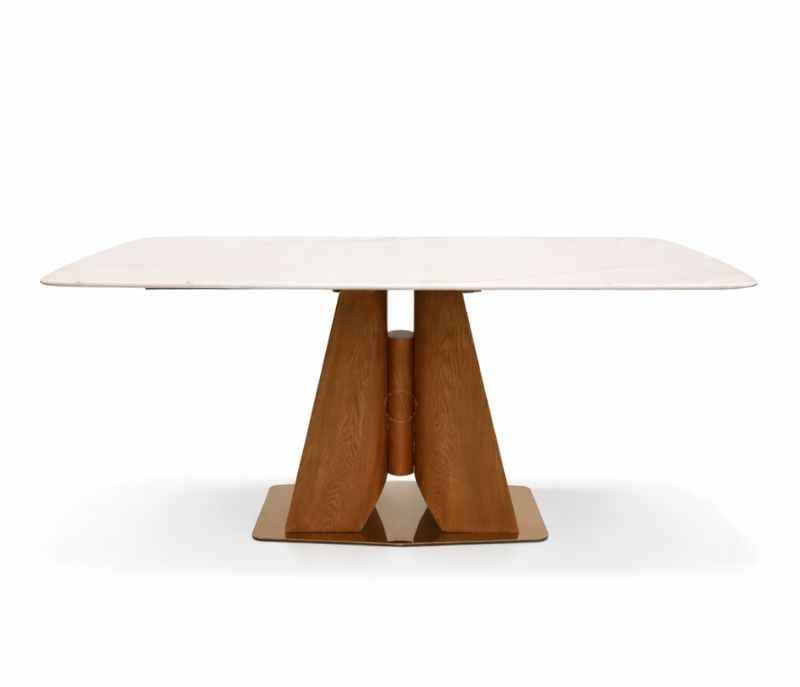Image 10 for Dining Set 6+1 687/2136 Imported Oak Wood With PVD Rose Gold And Marble Top (CP OTD)
