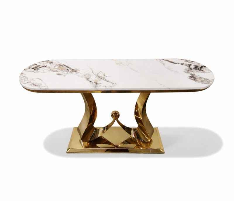 Image 4 for X-71 Console  Marble Top With PVD Gold Metal Base (HYD)(CP)