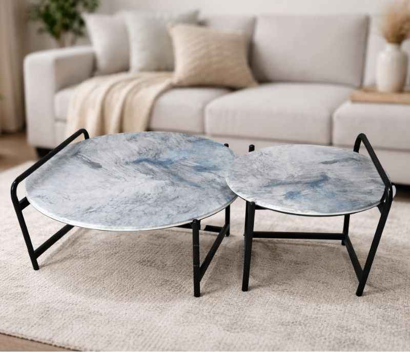 40555 (165) 1+1 Marble Top Metal Base (SV)