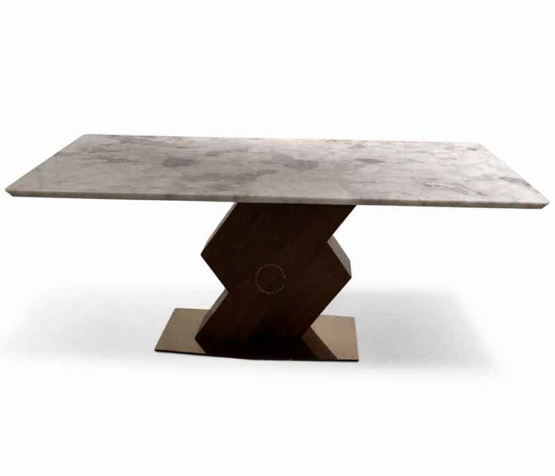 Image 4 for Irish 6 Seater Marble Dining Table with Wooden Base 6X3