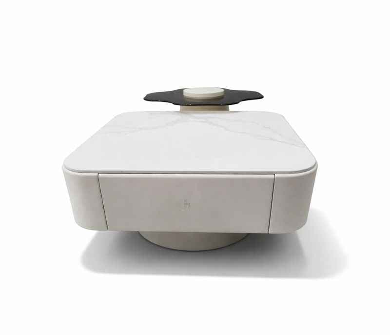 Image 2 for 3126C Centre Table Marble Top Plus Corner Table With Glass Top And Wood Base With Duco (HYD)