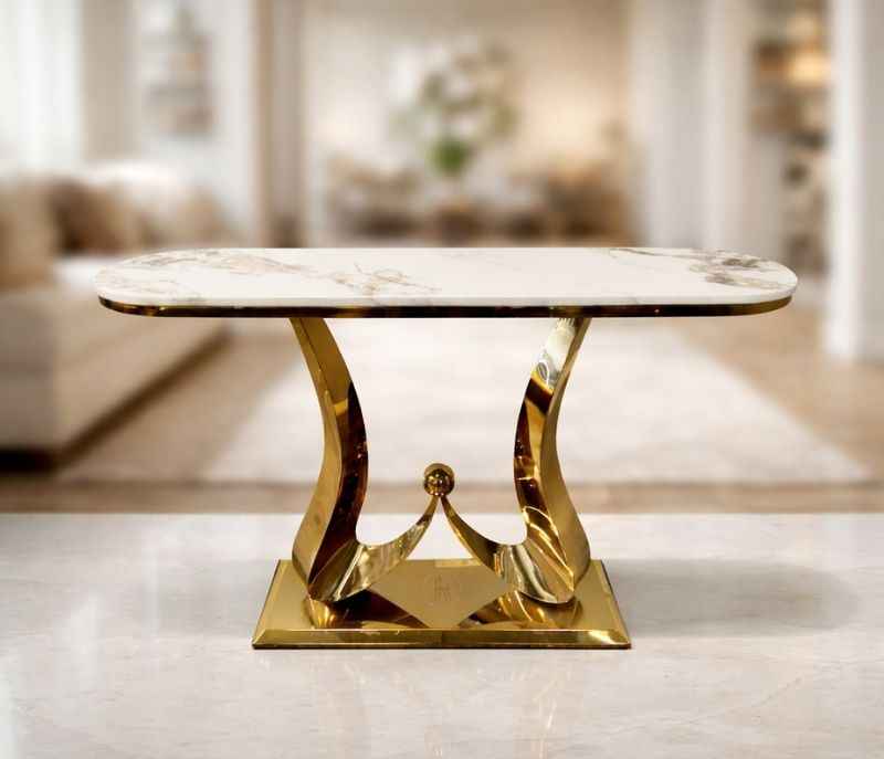 X-71 Console  Marble Top With PVD Gold Metal Base (HYD)