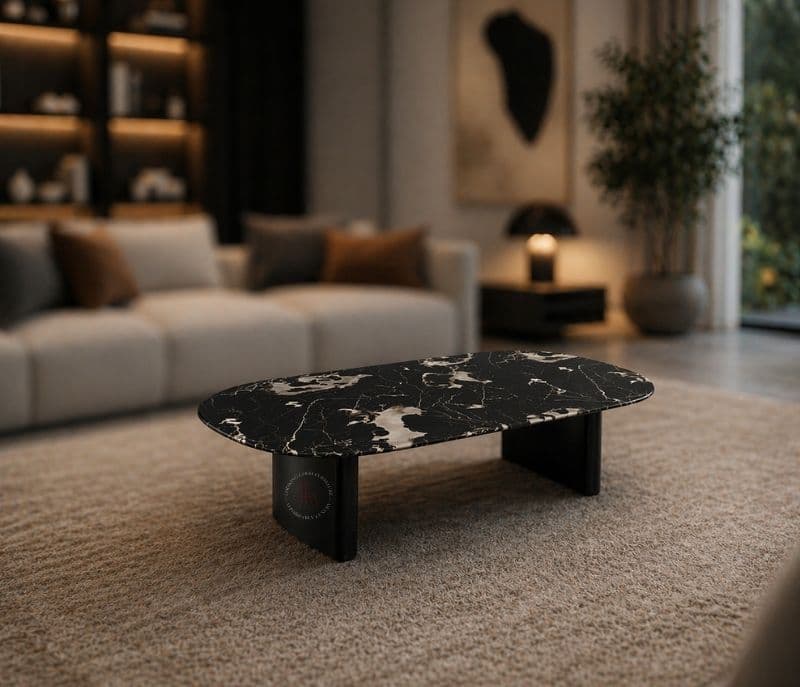 935 Centre Table Marble Top With Metal Base Support (HYD)