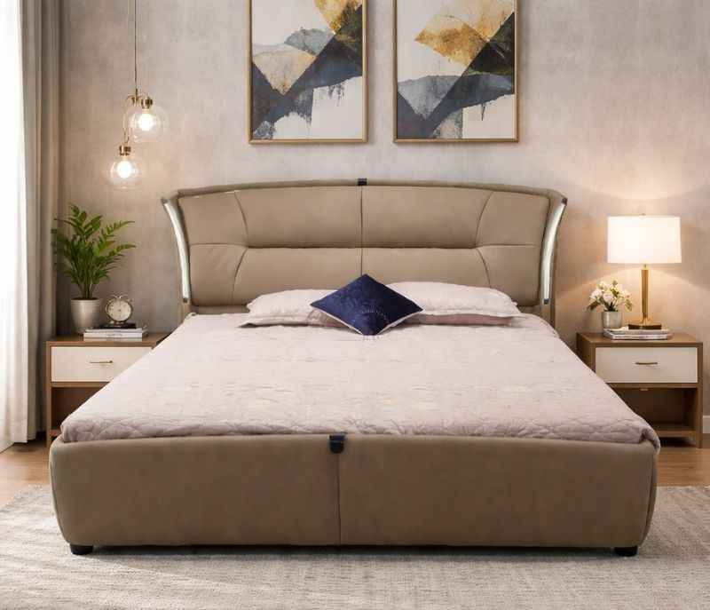 2528 King Size Without Storage Pine Wood Frames With Leather Upholstery (HYD)