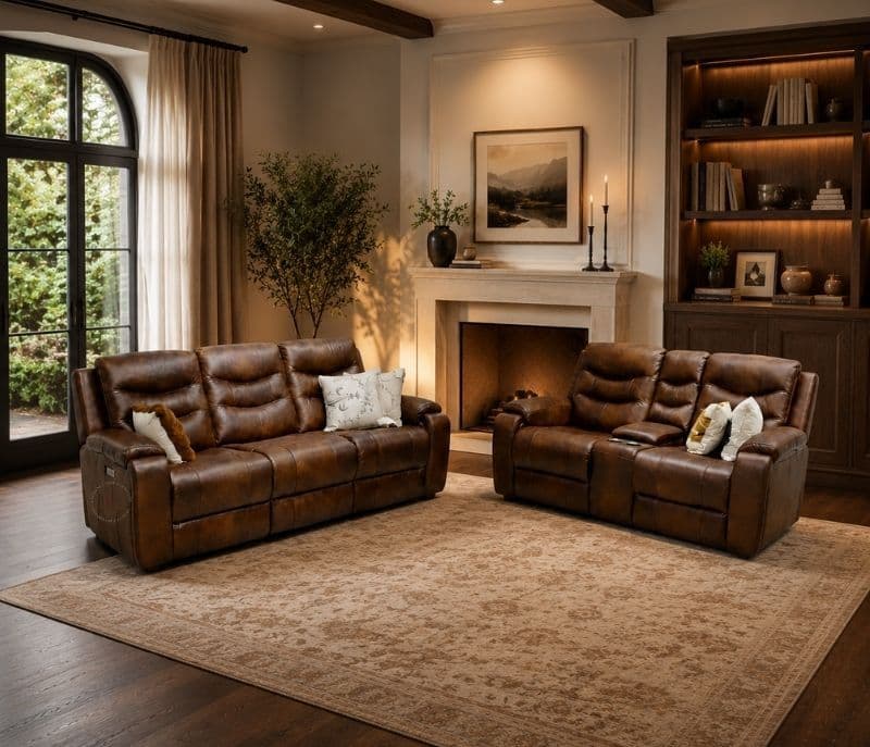 Image 2 for U70731HM  Manva 3MR+2MR+ Power Recliner Leather Fabric