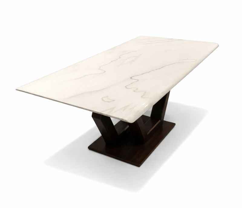 Image 3 for Axon 6 Seater Marble Dining Table with Wooden Base