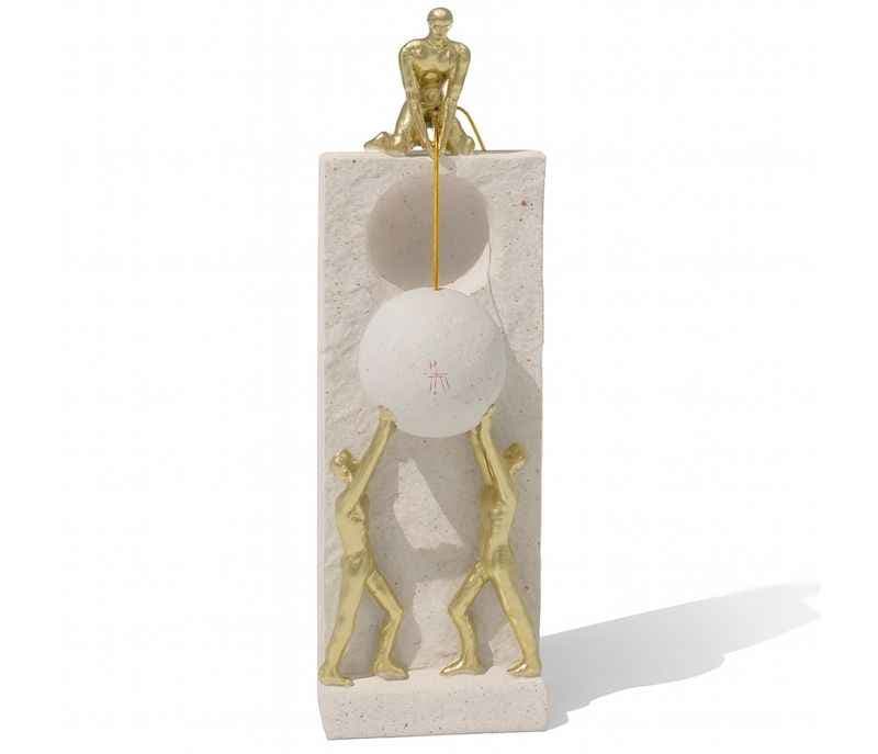 Image 4 for RRA-07 White Elegant Resin Boys Pulling On Ball Showpiece for Home Decor Gift Items Living Room