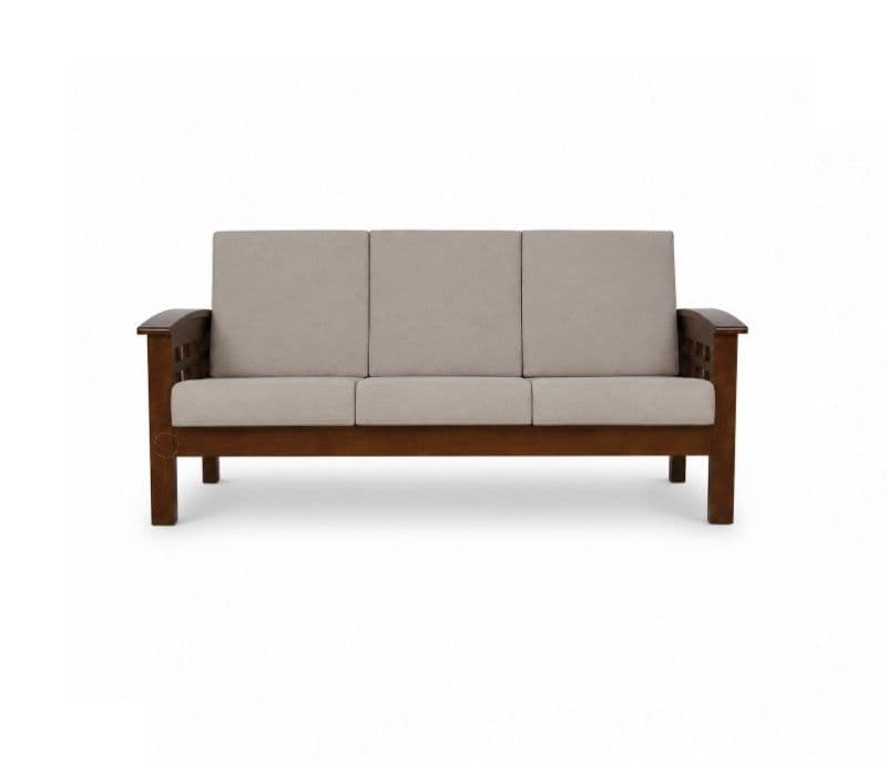 Image 3 for Checked Sofa 3+1+1 Seater Solid Rubber Wood (ZAM) (OWD)