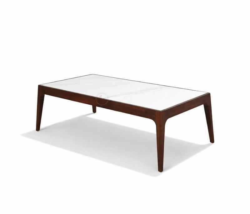 Image 4 for Nobel Oak Center Table With Marble Top And Wooden Base (WH OTD)