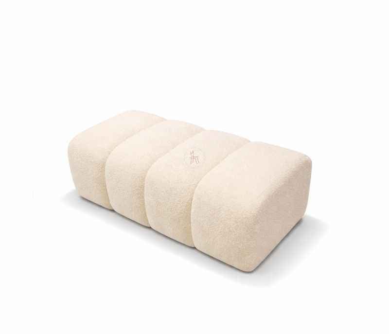 Image 3 for Compa Sofa 3+ Lounger Plus Puffy Buckle Fabric Upholstery Solid Miranda Wood (WH)