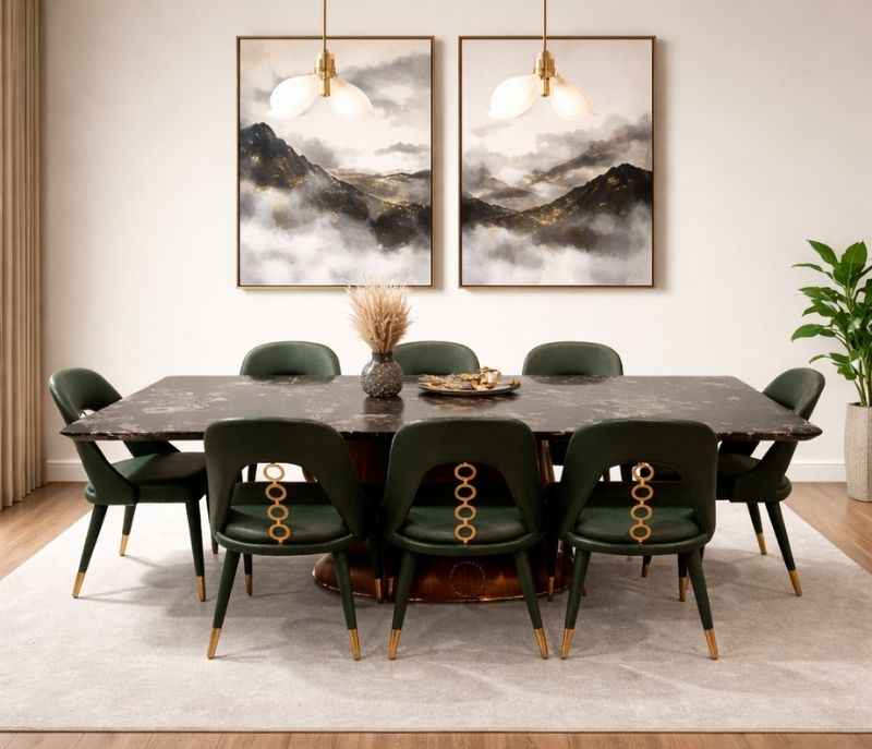 D/Set 8+1 (2310/824) 8+1 Chairs Marble Top Table (CP OTD)