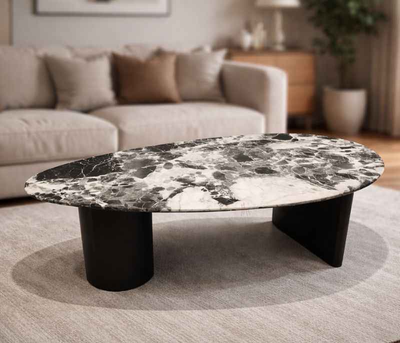 932 Centre Table Marble Top With Wood Base (HYD)
