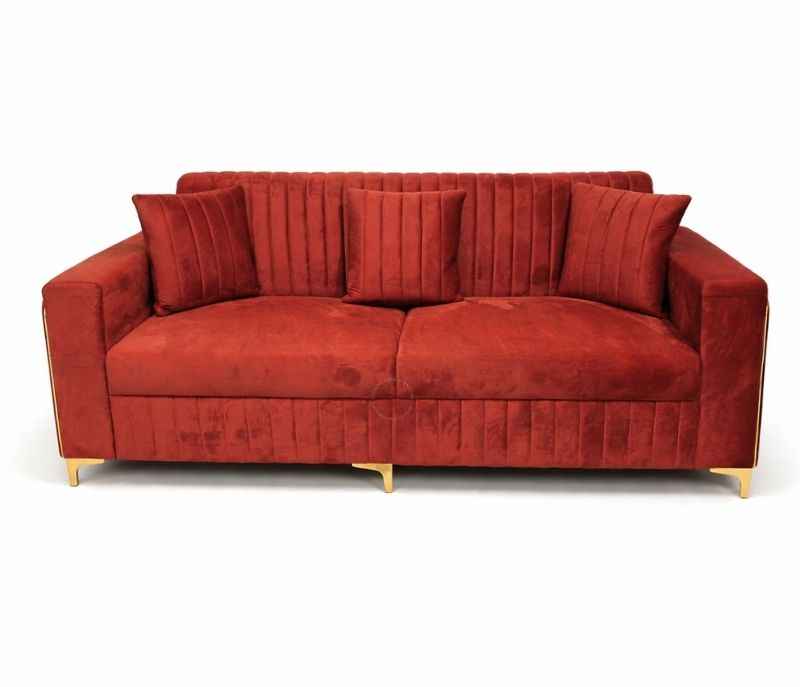 Image 4 for New Oreo Sofa 3+2+2 Puffy+Center Table With Glass Velvet Fabric  (EC)(HYD)