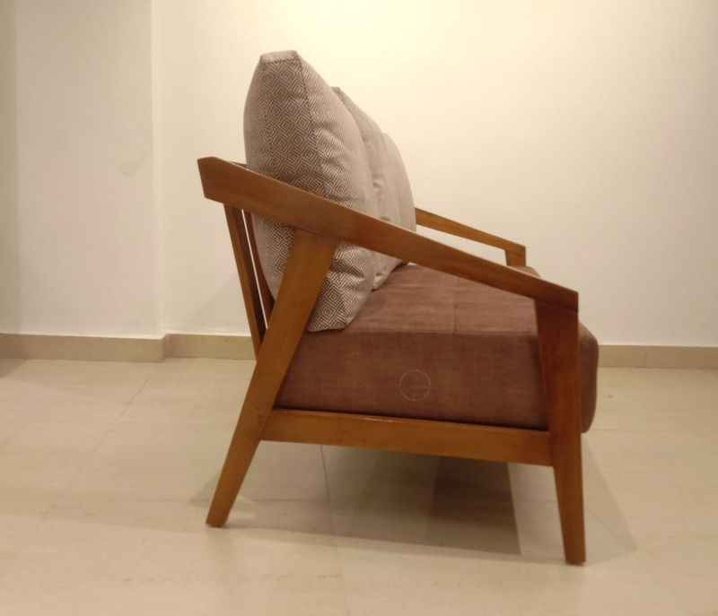 Image 6 for Ghana Teak 3+2+1 Seater Sofa Suede Fabric (SKN)
