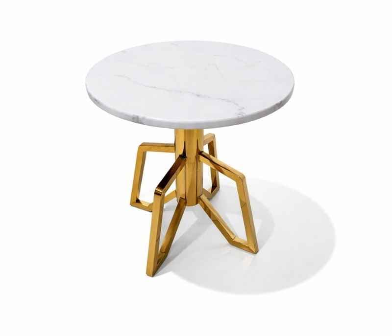 Image 3 for Corner Table 42 Marble Top With PVD Gold (HYD)