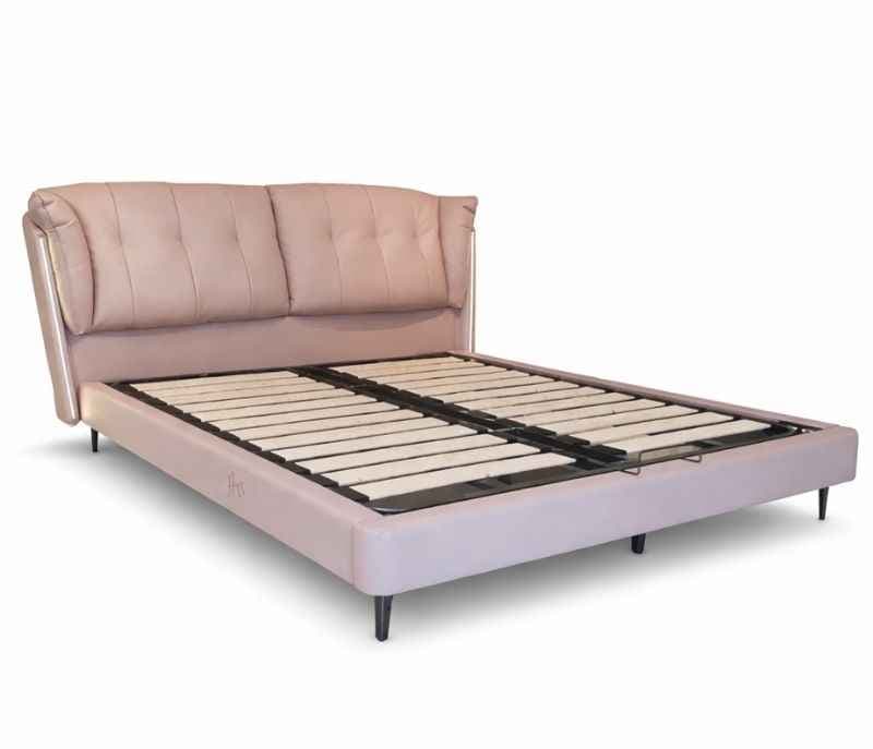 Image 6 for 2239 King Sized Bed  Full Grain Leather HB Sponge+Down Feather Multi Layer Solid-Wood without Storage (BS-CP)