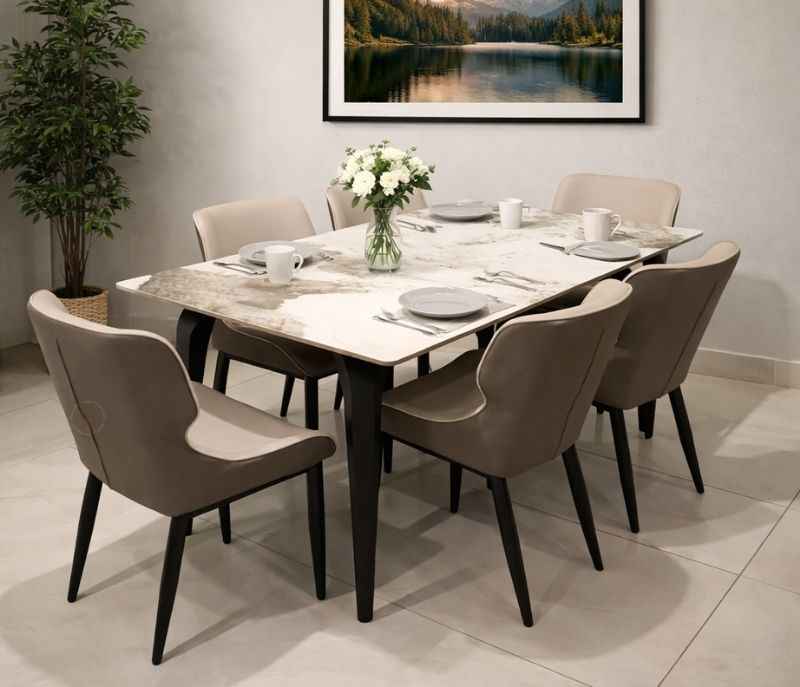 C065+X009 Chair gry 1+6 Chair-Art leather, Metal base, Metal base, Ceramic Top (BTM)