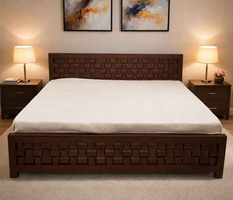 Sk Chocolate Cot King Size  With Storage One Side Top Lifting And One Side Drawer  (BTM)