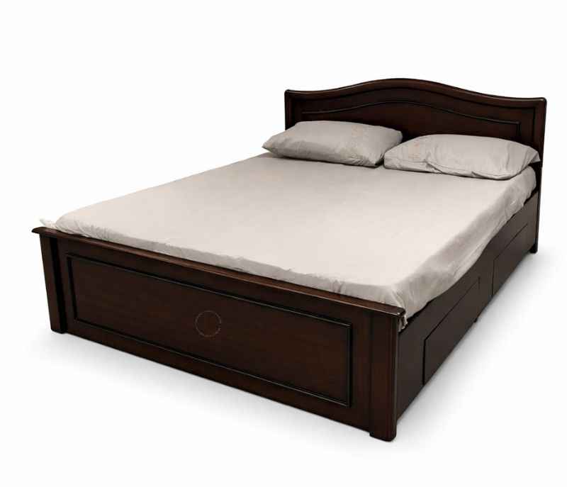 Image 2 for Mala Cot Queen Size With Manual Storage One Side Top Lifting And One Side Drawer (Block Board, Dark Brown) (BS-BTM)