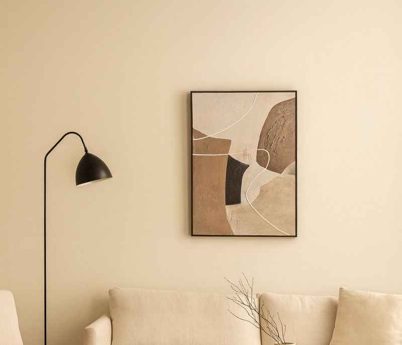 50X 70 CM Hardbord Frame Textured Artwork - Brown and Cream Abstract Painting
