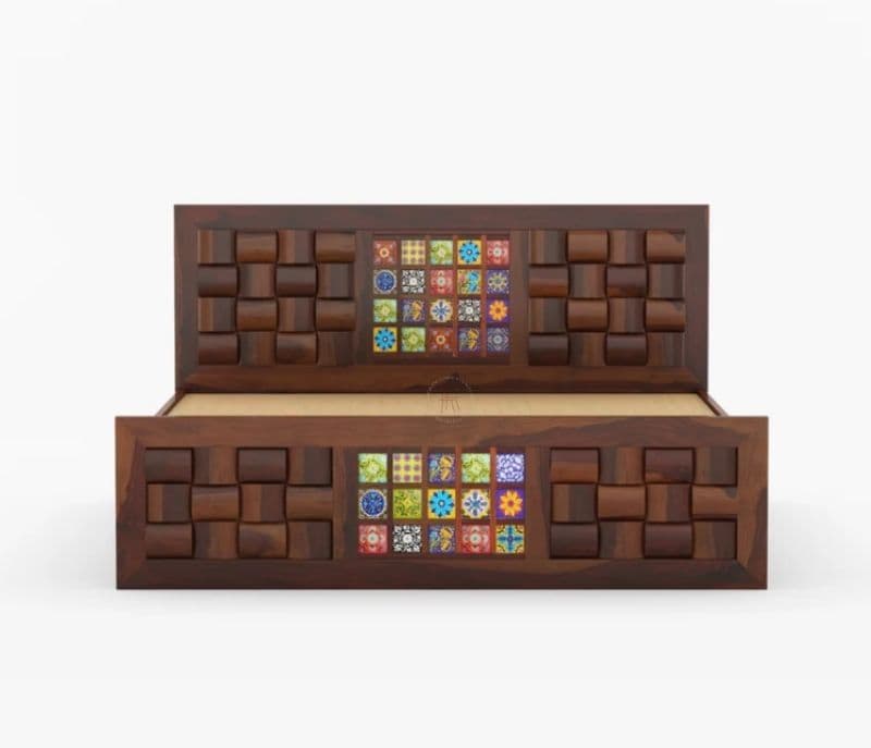 Image 7 for Tiles Sheesham Hydraulic Storage  Premium Solid Sheesham Wood Honey Finish (SCV _PKU)
