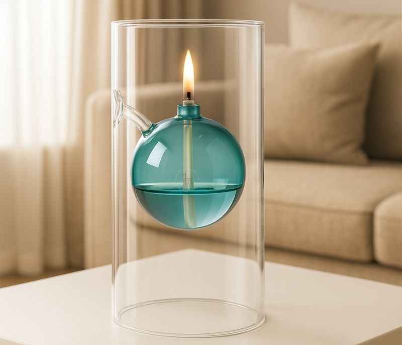 VM-08 Glass Oil Lamp Kerosene Lamp Tabletop Durable Desktop Party Desk Oil Lantern Blue Home & Garden  Home Decor