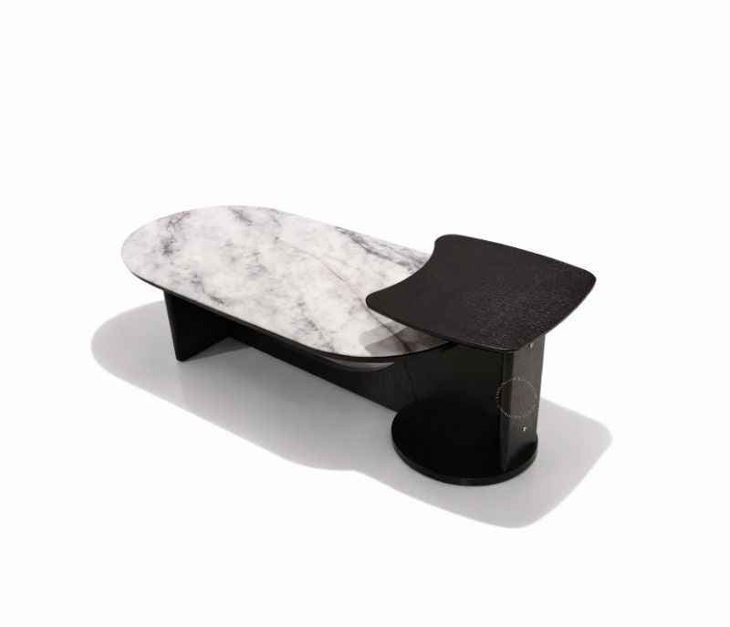 Image 3 for Centre Table 1079 Top Marble With Ash Wood Base Support (HYD)