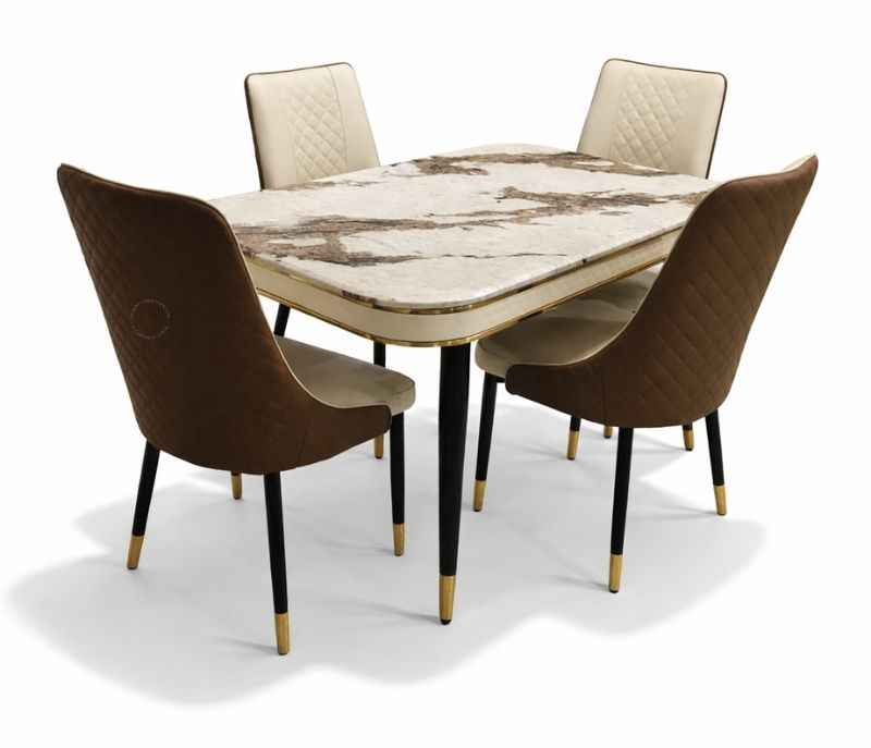 Image 2 for C-140/SY97 Marble With Ms Powder Coated Base With Chairs Leatherette Upholstery (BWD)