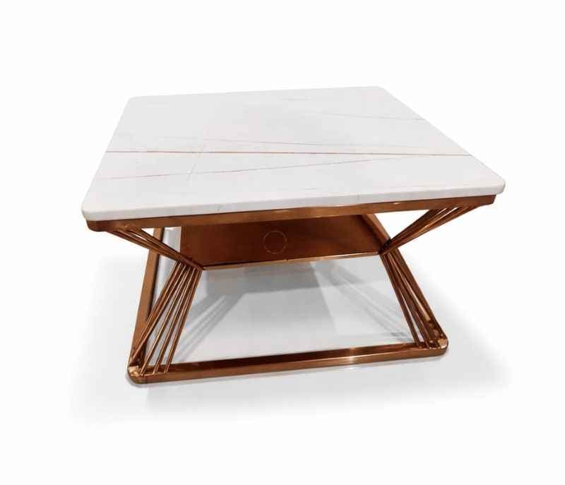 Image 6 for Centre Table 2 Marble Top And Down Metal With Rose Gold PVD (HYD)