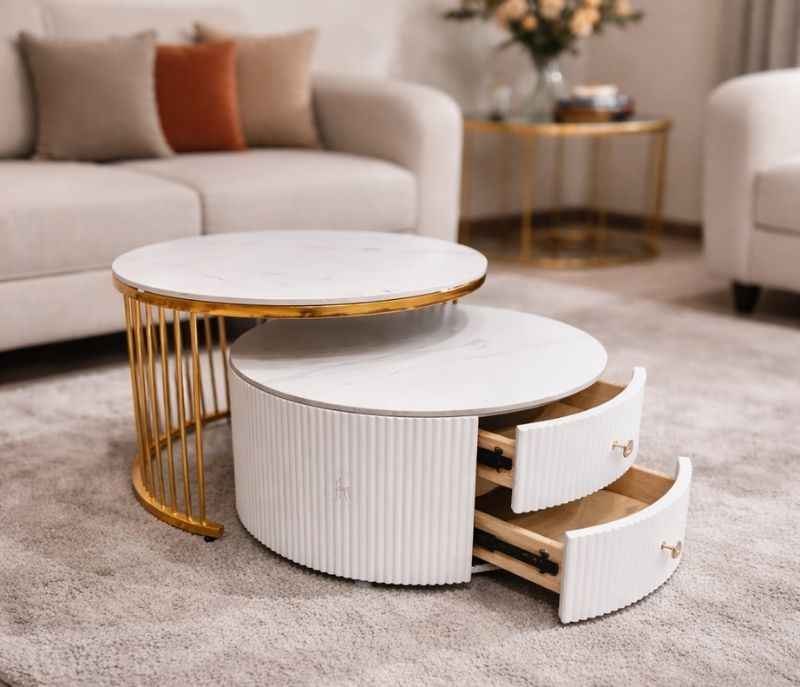 165 Centre Table Ceramic Top With Storage  (HYD)