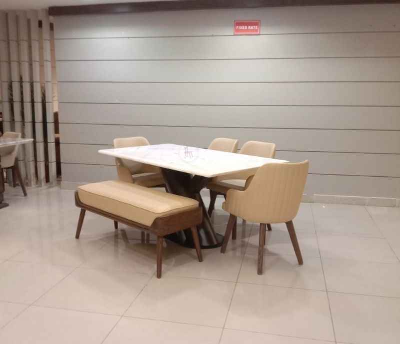Image 3 for DT Axe - Dc 334  Dining Table 1+ 4 chairs +1 Bench Composite Marble (SKN OTD)