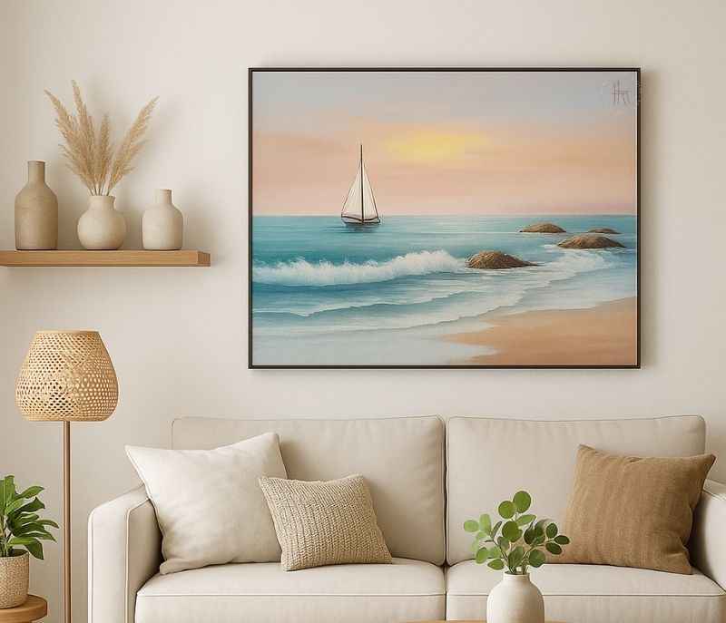 70X100 CM Hardbord Frame Print Wall Art Modern Decor Framed Hand Painting