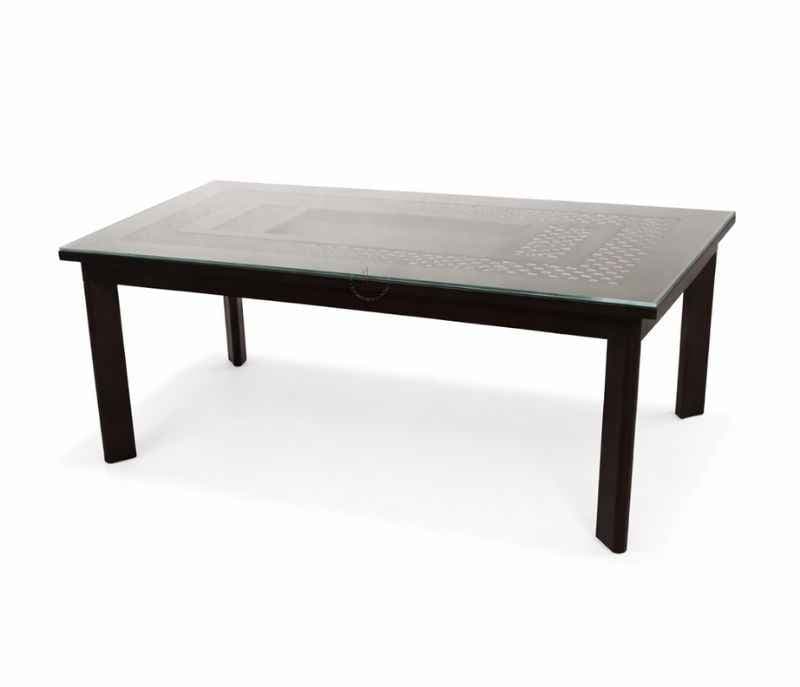 Image 3 for Chocolate 6 Seater Glass Dining Table with Wooden Base