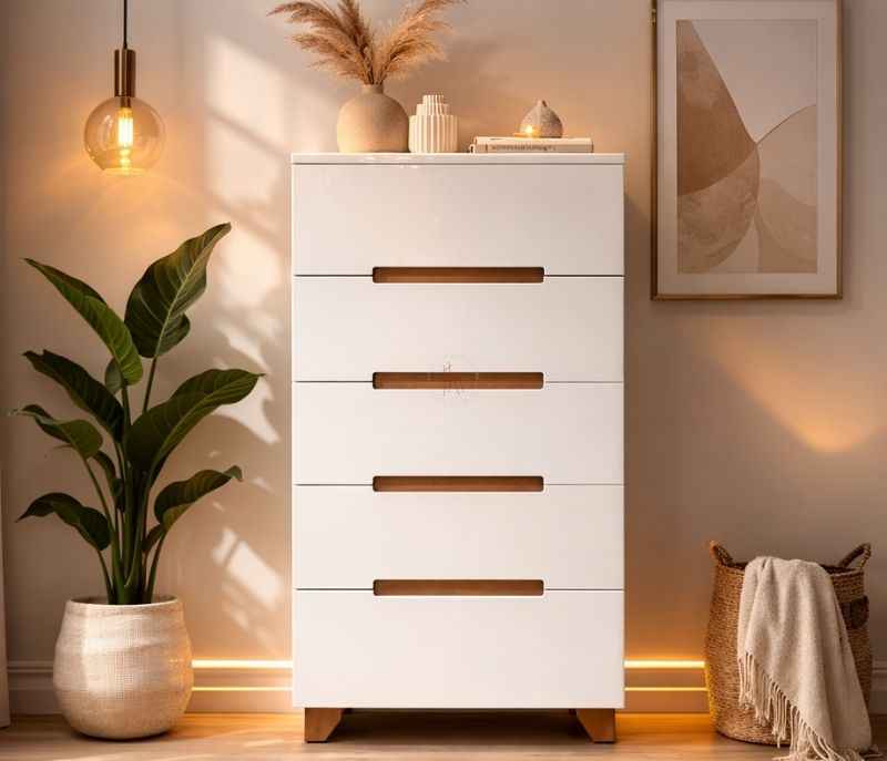 Chester Of Drawer White MDF With White Ducco (EC OTD)