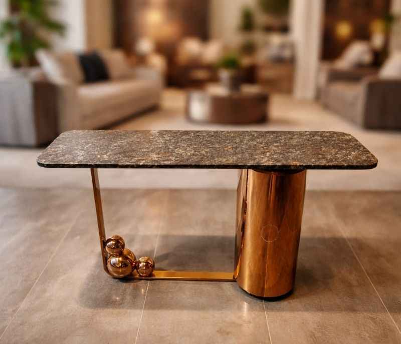 X54 Marble Top With PVD Rose Gold Base (HYD)