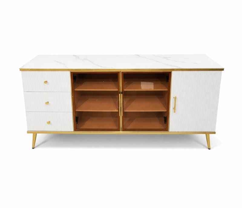 Image 2 for G6406 Side Board Cabinet  Ceramic With Duco Paint Finish With PVD Gold Metal Legs (HYD OTD)