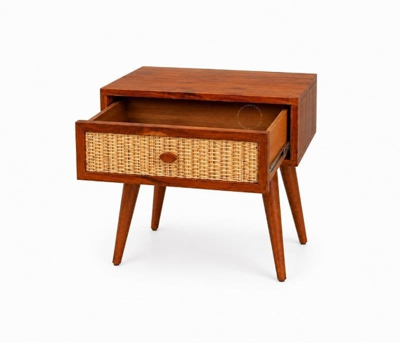 Image 4 for Roma 1 Drawer Cane Bedside Table Sheesham Wood (WI)