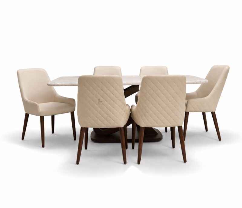 Image 3 for DT-52 /DC-364 Dining Set 1+6 Seater Ice Gry Marble Top (BS-WF)(BS-EC)