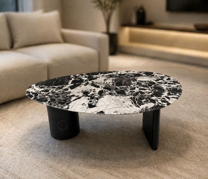 932-1 Centre Table Marble Top And Metal Base (HYD)