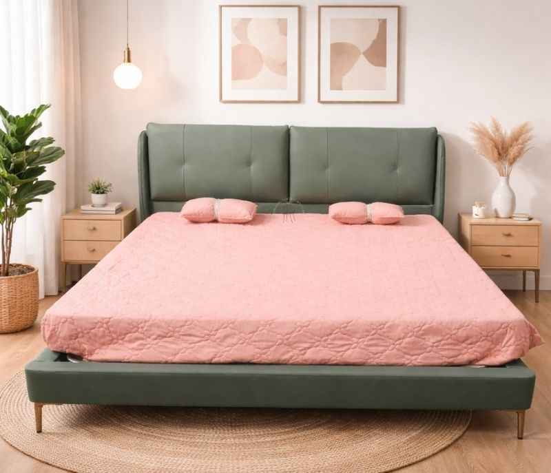 2301-180 King Size Without Storage Pine Wood Frames With Metal Legs And Leather Upholstery (HYD)