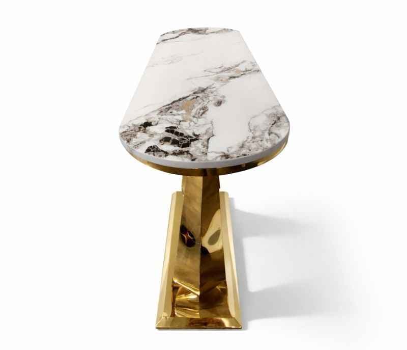 Image 5 for X-71 Console  Marble Top With PVD Gold Metal Base (HYD)(CP)