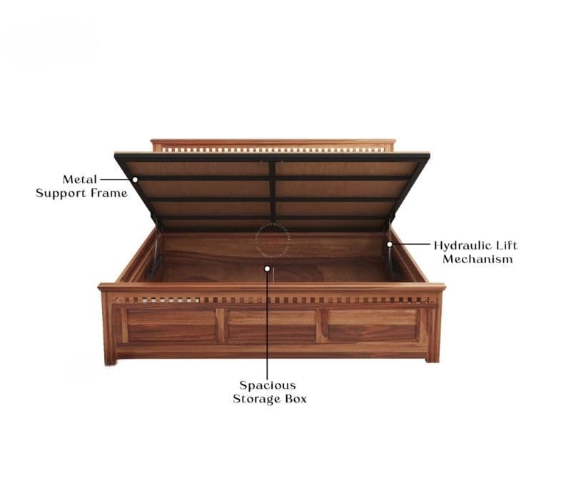 Image 10 for Adolph Sheesham Hydraulic Storage  Premium Solid Sheesham Wood Honey Finish (SCV _PKU)