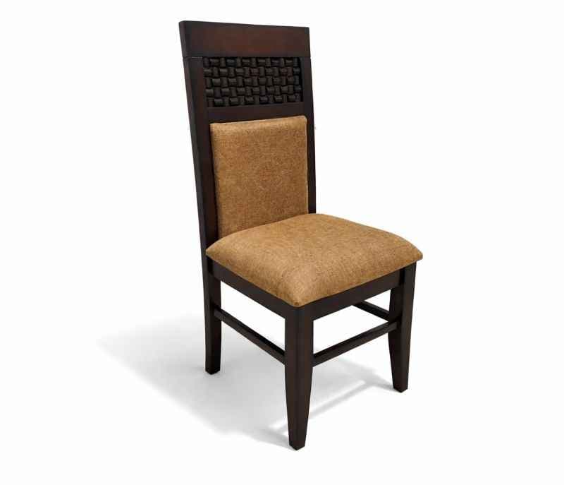 Image 3 for Chocolate Acacia Wood Dining 1 Chair with Premium Fabric Upholstery