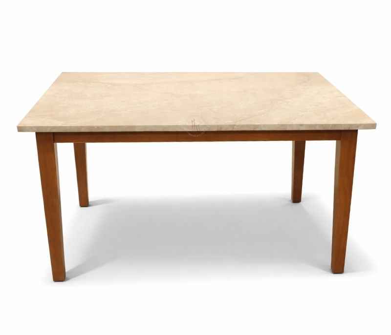 Image 9 for New Model 1+4 Seater Marble Dining Set with Rubber Wood and Leather (KORA OTD)