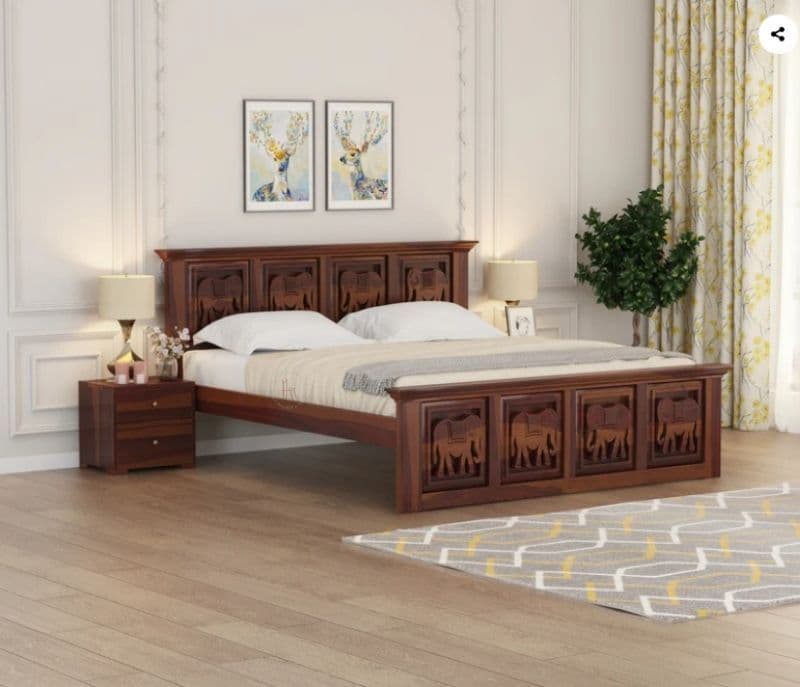 Image 5 for Tusker Sheesham Cot Premium Solid Sheesham Wood Honey Finish (SCV _PKU)