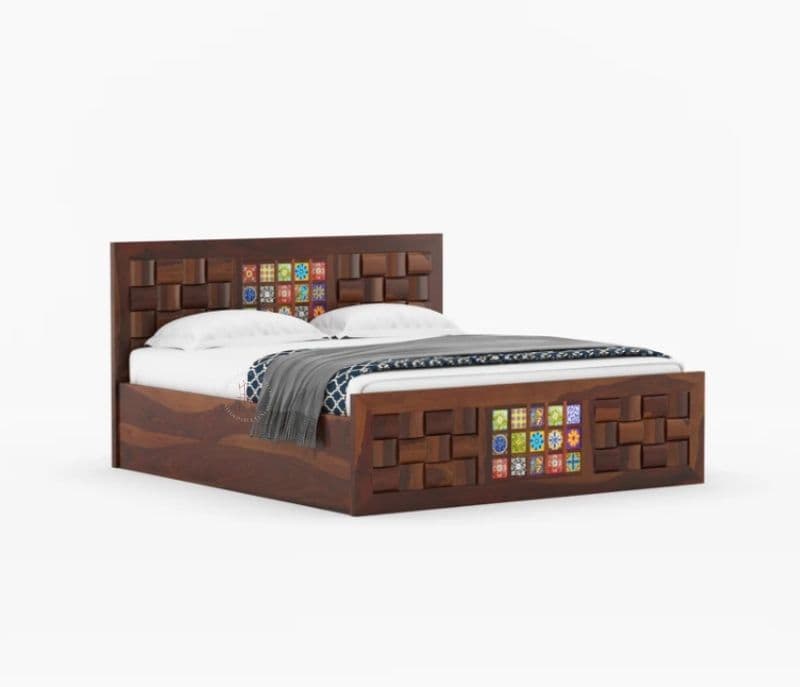 Image 5 for Tiles Sheesham Hydraulic Storage  Premium Solid Sheesham Wood Honey Finish (SCV _PKU)
