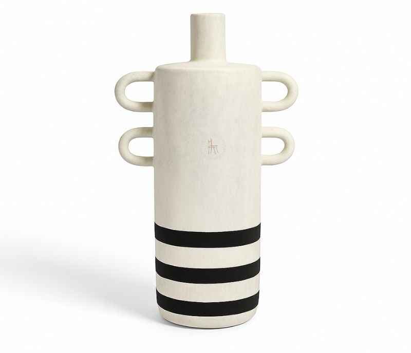 Image 4 for HCV-160 Ash Ceramic Narrow Flat Bottle Ash Handcrafted Home Decor