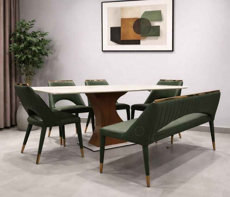 803/C11058/CL1080  Imported Oak wood with pvd rose gold and Marble set 1+6 BS-(CP)